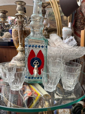 Set for tsipouro or ouzo used, 8 glasses, traditional serving set