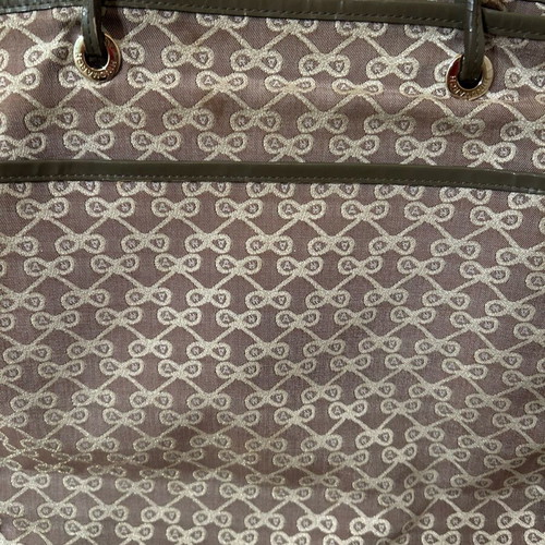 Anya Hindmarch shoulder bag used, grey canvas with 3 external pockets