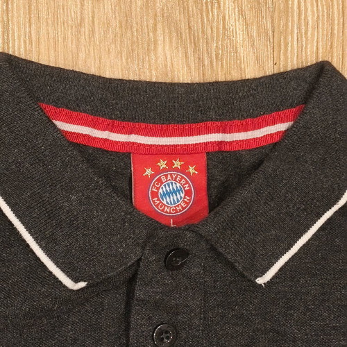 FC Bayern Munich Polo Shirt Mens Size L charcoal grey cotton used