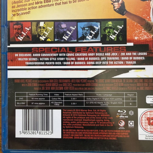 The Losers Blu-ray like new, English subtitles, no Greek subtitles