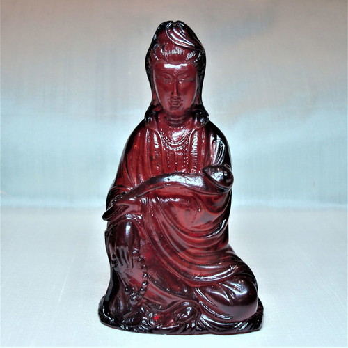 Amber Guanyin KuanYin Ruyi Buddha used, 19th century