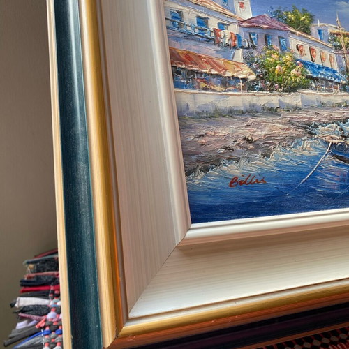 Painting Greek island landscape used with oil or acrylic on canvas