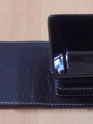 Cutty Sark Scots Whisky used vintage leather bottle holder with ceramic bowl