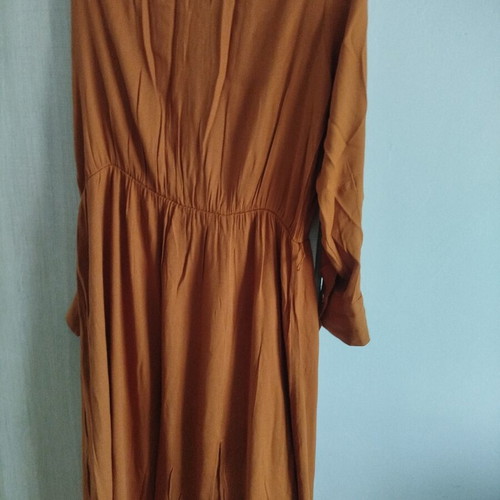 Zara dress midi with buttons on one shoulder like new, brown-orange
