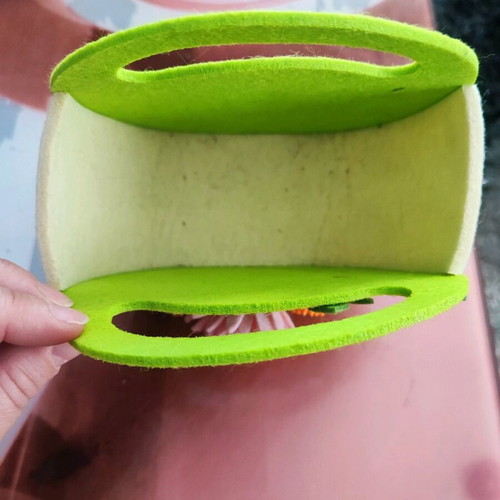 Felt basket like new with stamps on the inner side