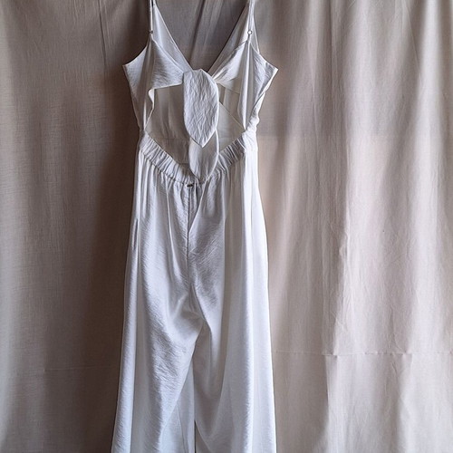 BSB White Medium Summer Jumpsuit Culotte with Cut-out Back