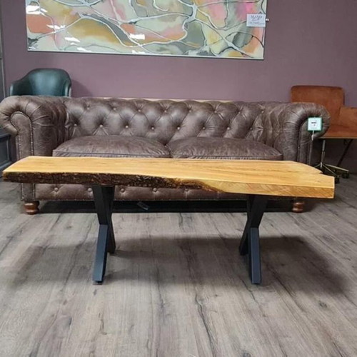 Coffee table made of wood and metal legs new, handmade