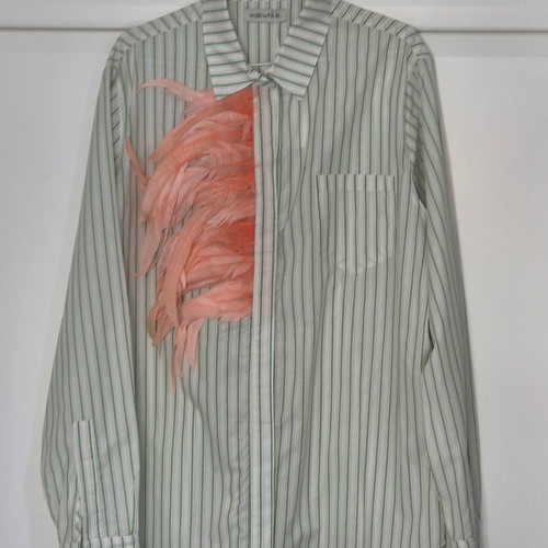 Milkwhite shirt new, striped with pink feathers, size M