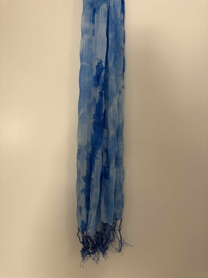 Light Blue Scarf with Tie-Dye Effect and Fringes like new