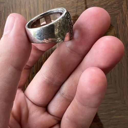 Vintage statement 925 silver ring with crystals chunky