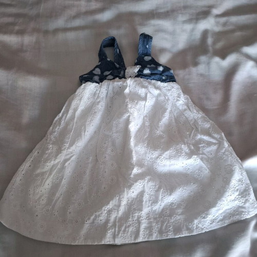 Marasil baby summer dress white with denim details like new