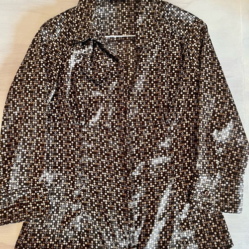 Stradivarius polyester shirt like new, brown with white, size L