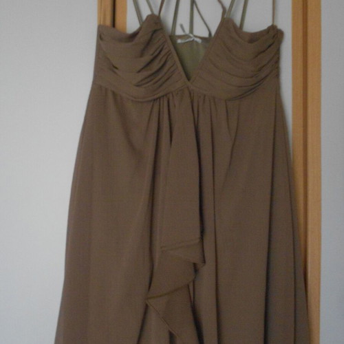 Ysatis Brown-Mocha Mini Dress sleeveless with cords, new, size M
