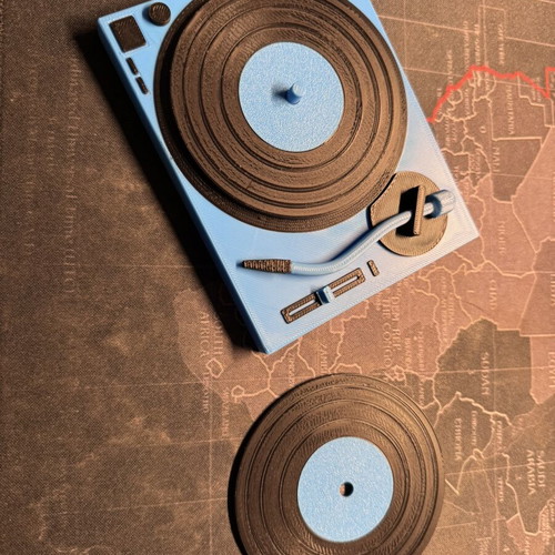 Coaster set inspired by turntable and vinyl records, like new