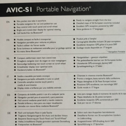 Pioneer AVIC-S1 Portable GPS Navigation New Full Set