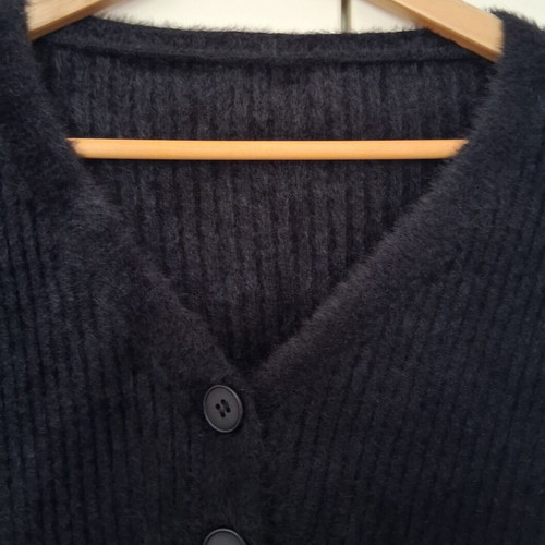 Viscose cardigan like new, black, rib knit, soft and warm