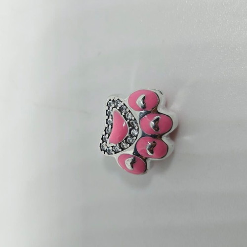 Silver Charm S925 Dog Paw with Pink Enamel and Zirconia like new