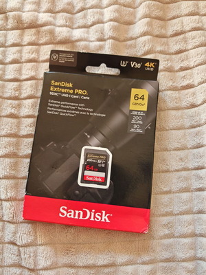 SanDisk Extreme PRO 64GB SDXC UHS-I U3 V30 карта памет нова