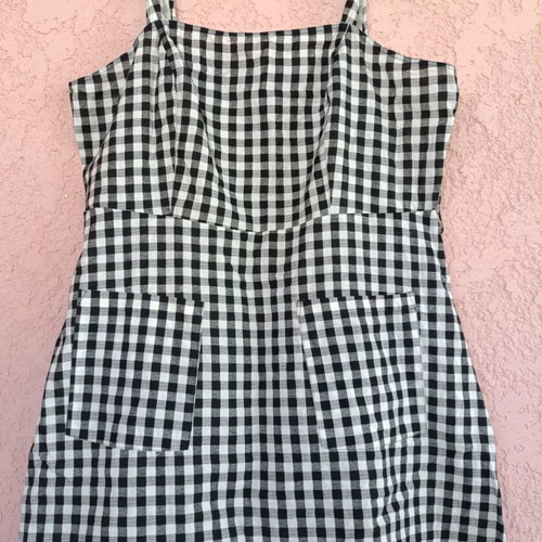Asos Gingham Check Dress New, Cotton, Black and White, Size XXXL