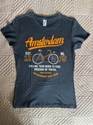 T-shirt ολοκαίνουργιο Amsterdam γυναικείο, μέγεθος S, μπλε και πορτοκαλί