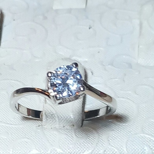 Silver solitaire ring 925 large size 59 with zircon