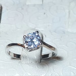 Silver solitaire ring 925 large size 59 with zircon