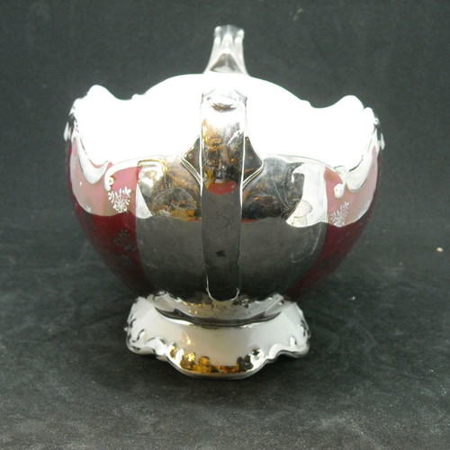 German porcelain gondola used, burgundy and silver, Bareuther Bavaria