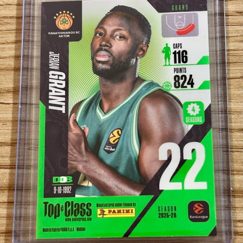 Jerian Grant Panathinaikos Panini Euroleague 2025-26 card new