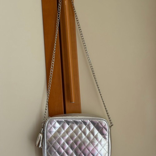 Leather crossbody bag silver like new
