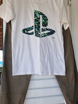 Set of pants and short-sleeve shirt like new, khaki color