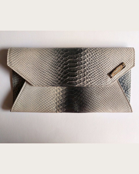Faux leather clutch in grey tones