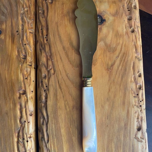Antique Victorian Mother of Pearl Fish Serving Set used, 3 pieces