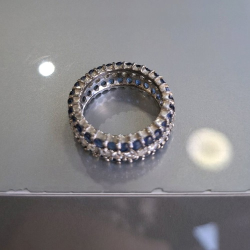 Silver ring with zircon new, size 55, blue and silver