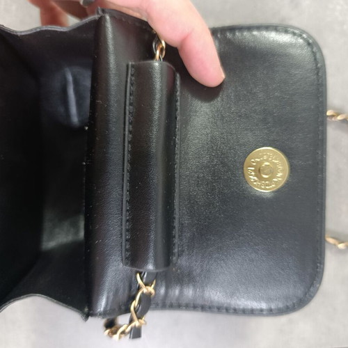 Small black crossbody bag with gold chain like new