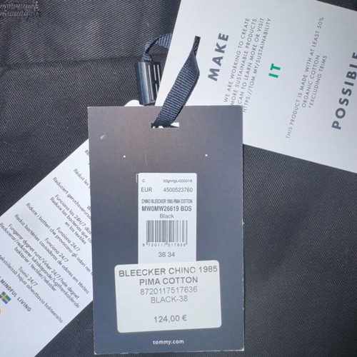 Black Chino Pants 38/34 Tommy Hilfiger New