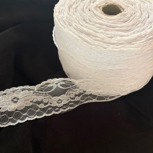 White lace trim ribbon 5cm x 500 meters new