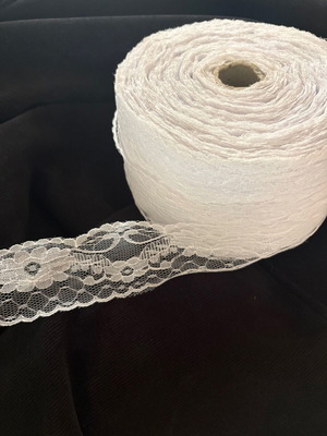 White lace trim ribbon 5cm x 500 meters new
