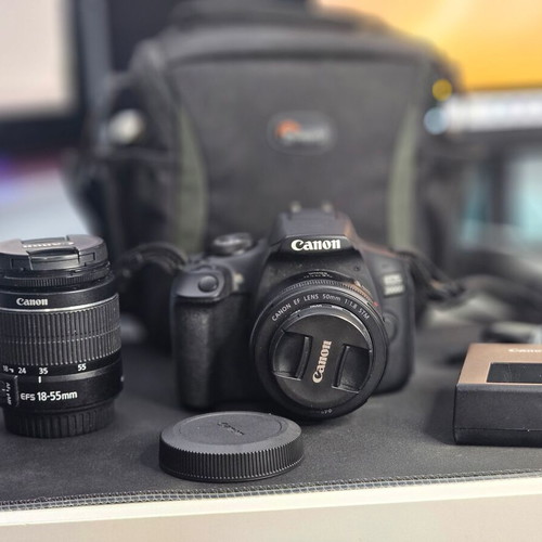 Canon EOS 2000D DSLR camera kit like new with 50mm f/1.8 STM and 18-55 IS lenses