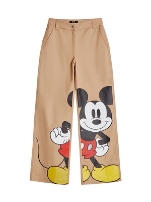 Mickey Mouse women's pants beige, like new, Bershka XS