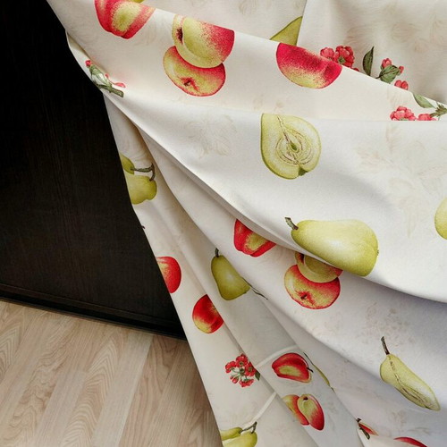 Curtain 6.8m fruit pattern opaque beige, height 3m, new