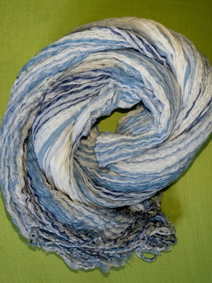 Cotton unisex two-tone scarf used, white and light blue, regular size