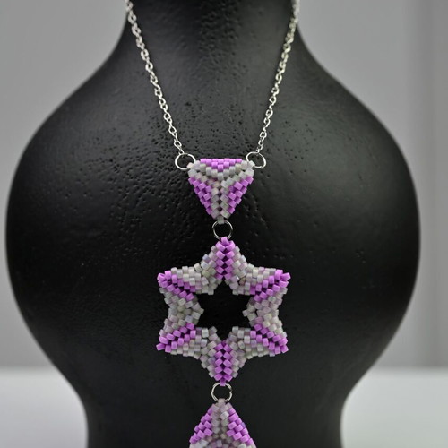 Delicate star necklace in purple and gray, custom made