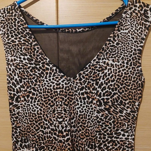 Animal print dress with black mesh, like new, size L