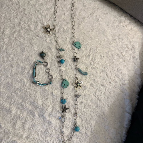 Stainless Steel Jewelry Set like new with summer details