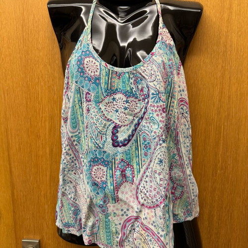 Lucy Love loose A-line blouse like new, turquoise multicolor, size M