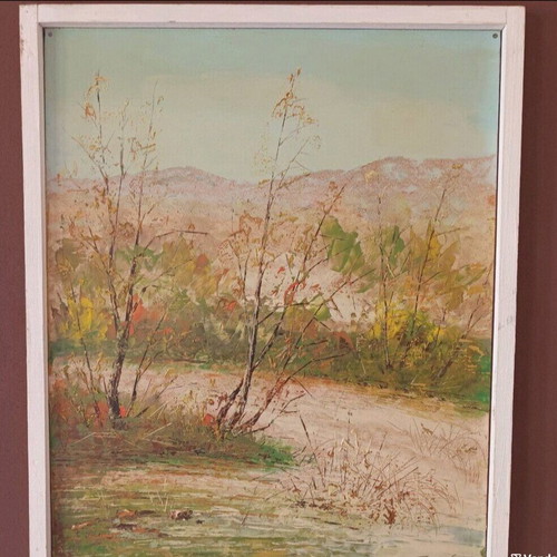 Tsamoutselis oil painting on canvas with frame used 55x49 cm