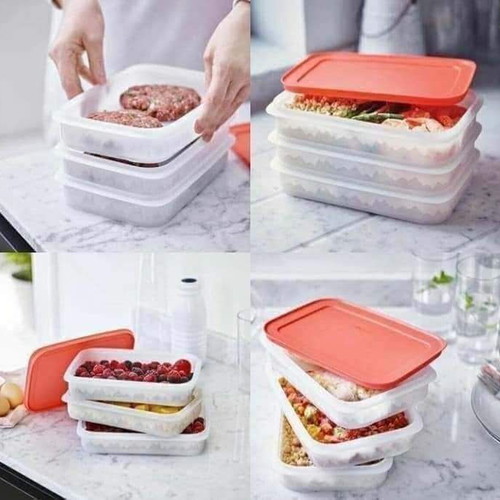 Tupperware Compact Freezer Set 675ml 3 Pieces new