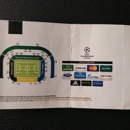 Manchester United - Olympiacos 2014 Old Trafford ticket used