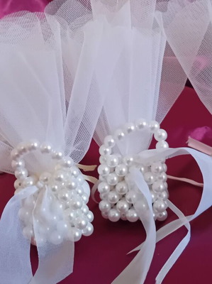 White pearl bag new for wedding bomboniere