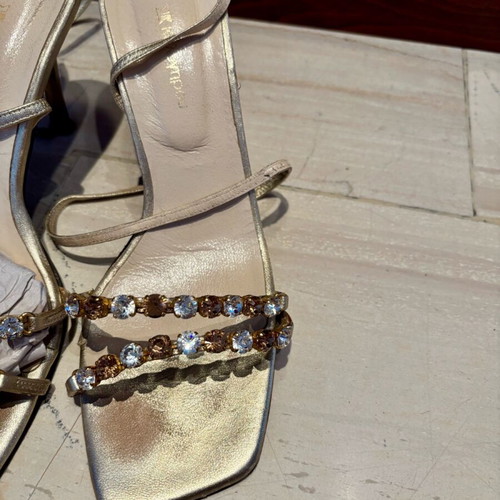 Kalogirou gold sandals with crystals like new, size 39
